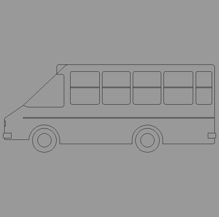 Bloque Autocad Vista de Minibús en Perfil